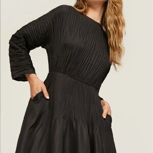Vince Black Micro Pleated Dress